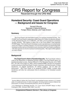 Homeland Security: Coast Guard Operations — Background and Issues for Congress