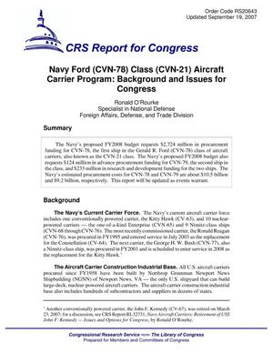 Navy Ford (CVN-78) Class (CVN-21) Aircraft Carrier Program: Background and Issues for Congress