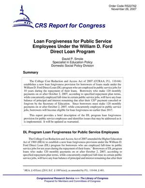 Loan Forgiveness for Public Service Employees Under the William D. Ford Direct Loan Program
