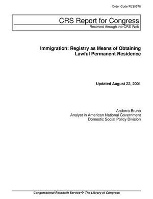 Immigration: Registry as Means of Obtaining Lawful Permanent Residence