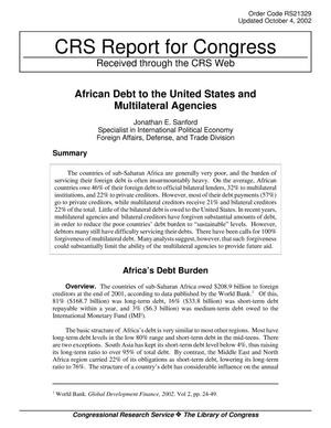 African Debt to the United States and Multilateral Agencies
