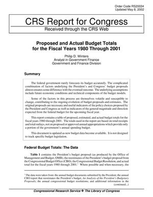 Proposed and Actual Budget Totals for the Fiscal Years 1980 Through 2001
