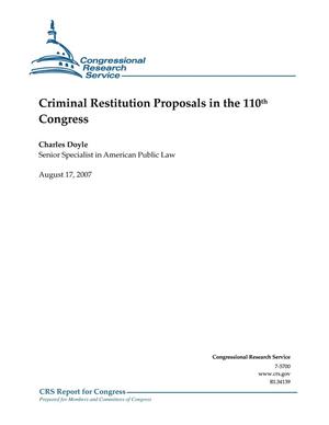 Criminal Restitution Proposals in the 110th Congress