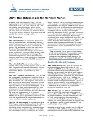 QRM: Risk Retention and the Mortgage Market