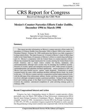 Mexico's Counter-Narcotics Efforts Under Zedillo, December 1994 to March 1998