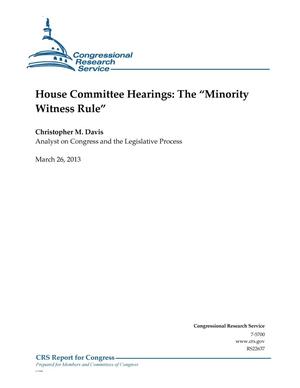 House Committee Hearings: The “Minority Witness Rule”