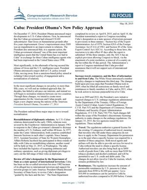 Cuba: President Obama’s New Policy Approach