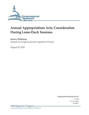 Annual Appropriations Acts: Consideration During Lame-Duck Sessions