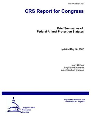 Brief Summaries of Federal Animal Protection Statutes