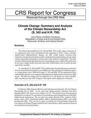 Climate Change: Summary and Analysis of the Climate Stewardship Act (S. 342 and H.R. 759)