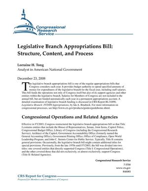 Legislative Branch Appropriations Bill: Structure, Content, and Process