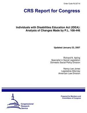 Individuals with Disabilities Education Act (IDEA): Analysis of Changes Made by P.L. 108-446