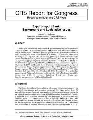 Export-Import Bank: Background and Legislative Issues
