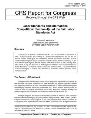 Labor Standards and International Competition: Section 4(e) of the Fair Labor Standards Act