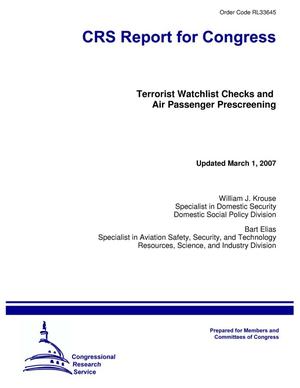 Terrorist Watchlist Checks and Air Passenger Prescreening