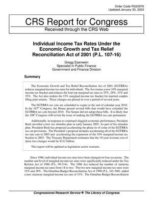 Individual Income Tax Rates Under the Economic Growth and Tax Relief Reconciliation Act of 2001 (P.L. 107-16)