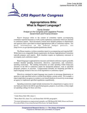 Appropriations Bills: What Is Report Language?
