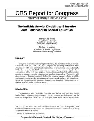 The Individuals with Disabilities Education Act: Paperwork in Special Education