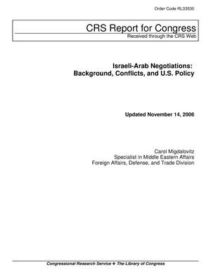 Israeli-Arab Negotiations: Background, Conflicts, and U.S. Policy