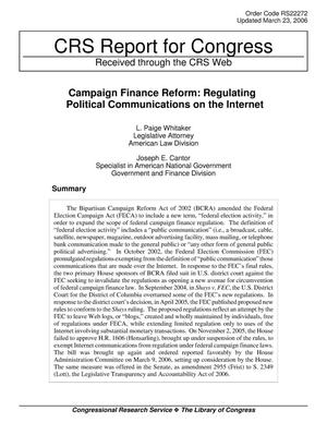 Campaign Finance Reform: Regulating Political Communications on the Internet