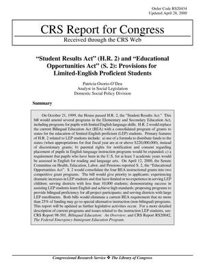 “Student Results Act” (H.R. 2) and “Educational Opportunities Act” (S. 2): Provisions for Limited-English Proficient Students