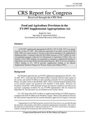 Food and Agriculture Provisions in the FY1997 Supplemental Appropriations Act