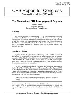 The Streamlined FHA Downpayment Program