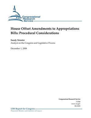House Offset Amendments to Appropriations Bills: Procedural Considerations