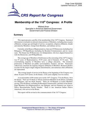 Membership of the 110th Congress: A Profile
