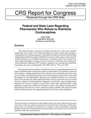 Federal and State Laws Regarding Pharmacists Who Refuse to Distribute Contraceptives