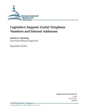 Legislative Support: Useful Telephone Numbers and Internet Addresses
