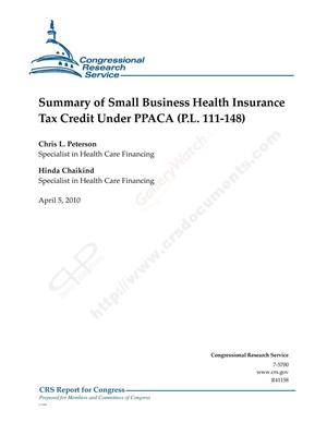 Summary of Small Business Health Insurance Tax Credit Under PPACA (P.L. 111-148)