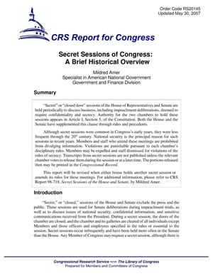 Secret Sessions of Congress: A Brief Historical Overview
