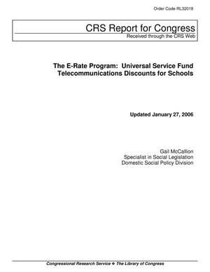 The E-Rate Program: Universal Service Fund Telecommunications Discounts for Schools