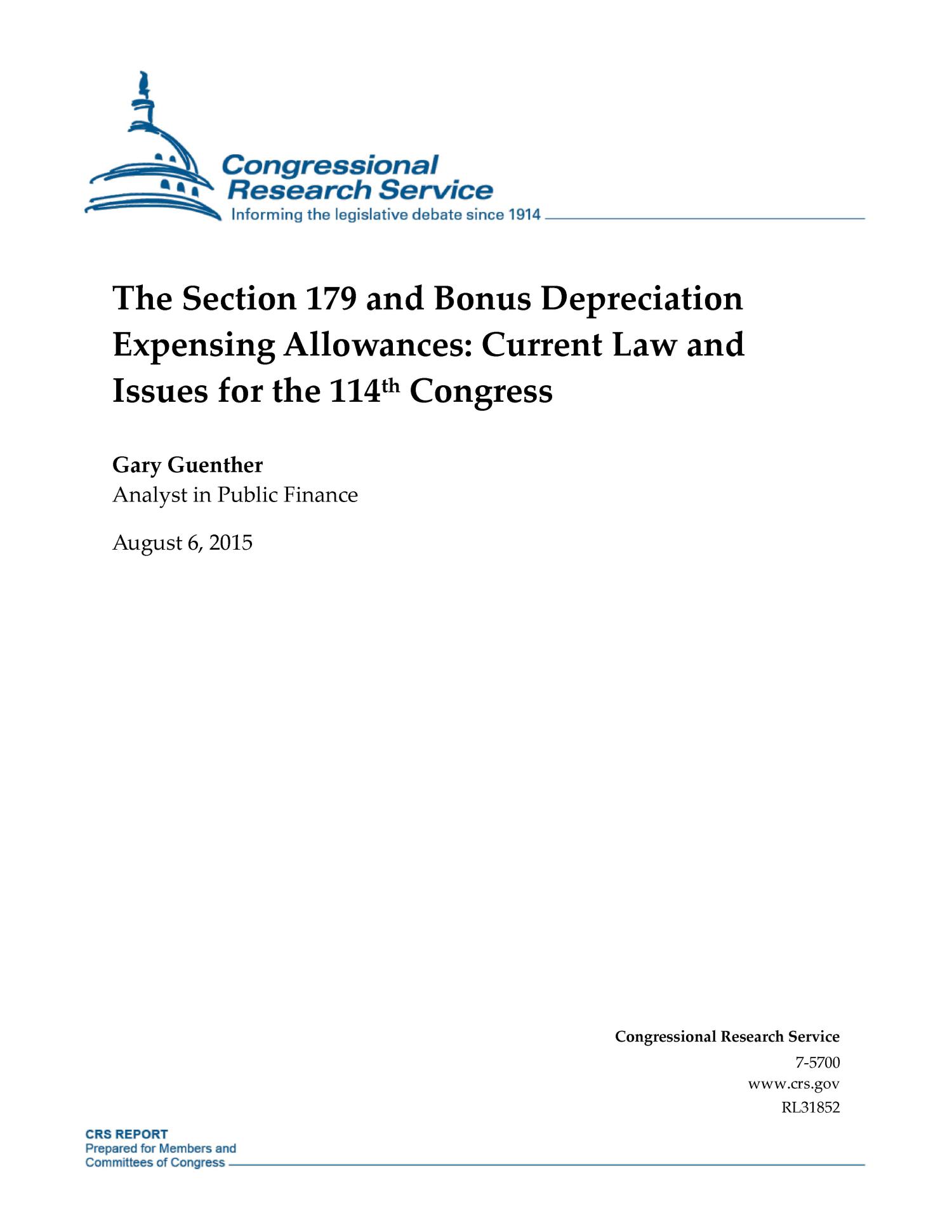 The Section 179 and Bonus Depreciation Expensing Allowances Current
