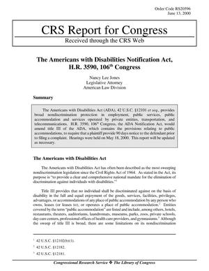 The Americans with Disabilities Notification Act, H.R. 3590, 106th Congress