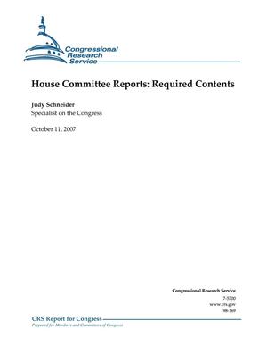 House Committee Reports: Required Contents