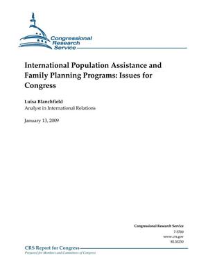 International Population Assistance and Family Planning Programs: Issues for Congress