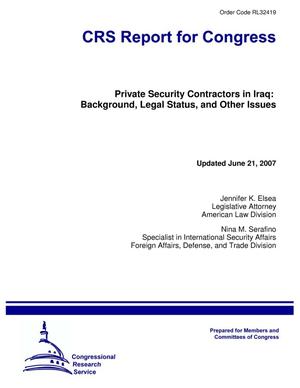 Private Security Contractors in Iraq: Background, Legal Status, and Other Issues