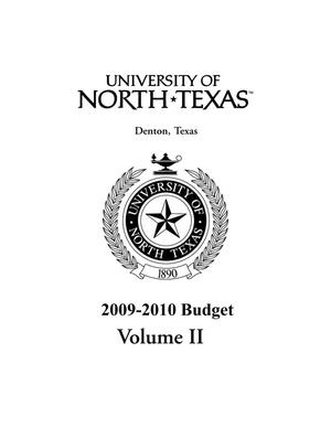 Primary view of object titled 'University of North Texas Budget: 2009-2010, Volume 2'.