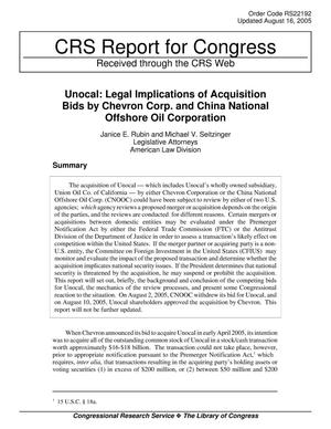 Unocal: Legal Implications of Acquisition Bids by Chevron Corp. and China National Offshore Oil Corporation
