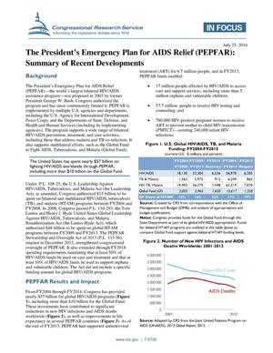 The President’s Emergency Plan for AIDS Relief (PEPFAR): Summary of Recent Developments