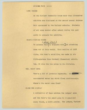 Primary view of object titled '[News Script: Science fair]'.