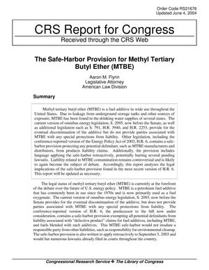 The Safe-Harbor Provision for Methyl Tertiary Butyl Ether (MTBE)