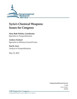 Syria’s Chemical Weapons: Issues for Congress