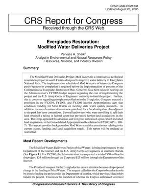 Everglades Restoration: Modified Water Deliveries Project