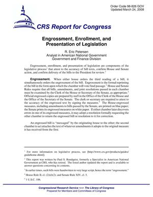 Engrossment, Enrollment, and Presentation of Legislation
