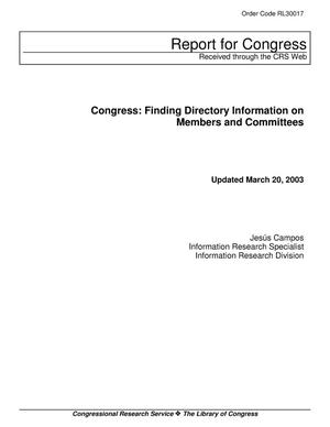 Congress: Finding Directory Information on Members and Committees