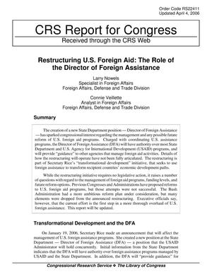 Restructuring U.S. Foreign Aid: The Role of the Director of Foreign Assistance