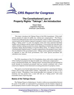The Constitutional Law of Property Rights ”Takings”: An Introduction